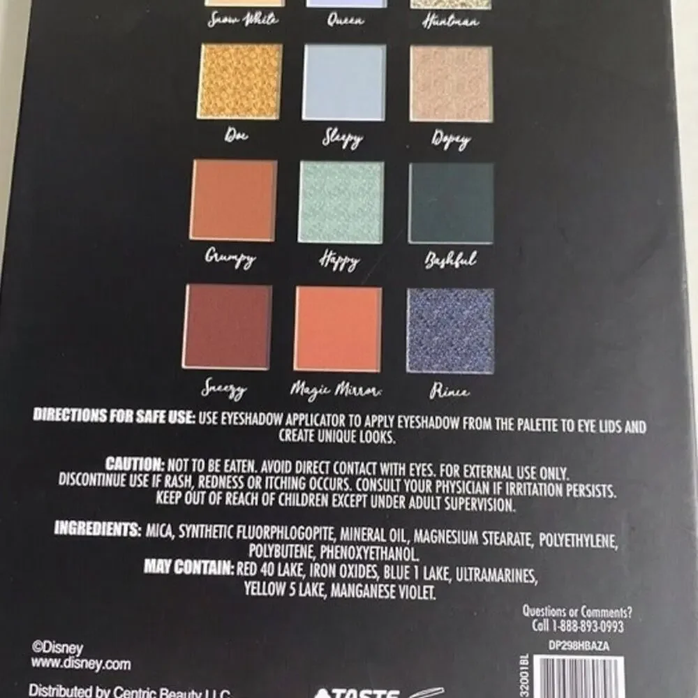 Taste Beauty Disney Snow White & Seven Dwarfs Eyeshadow Palette 12 Shades Mirror